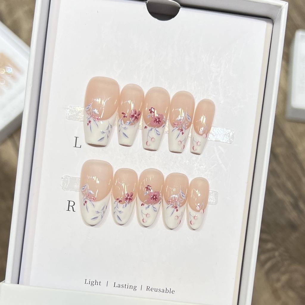 Pure Handmade Butterfly Wear Nail Plate French Fake Nail Patches Summer Nail Art Finished Pure Style