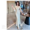 Black Evening Dress Skirt Women's High-end Toasting Clothes Light Luxury Sequins Niche Banquet Host Fishtail Dress