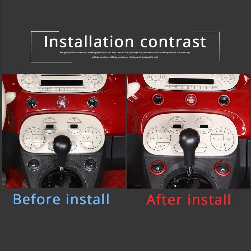 For FIAT Abarth 500 500C 595 595C 695 695C 2008-23 Car Double Flashing Glass Lifting Decoration Ring Aluminum Alloy Accessories