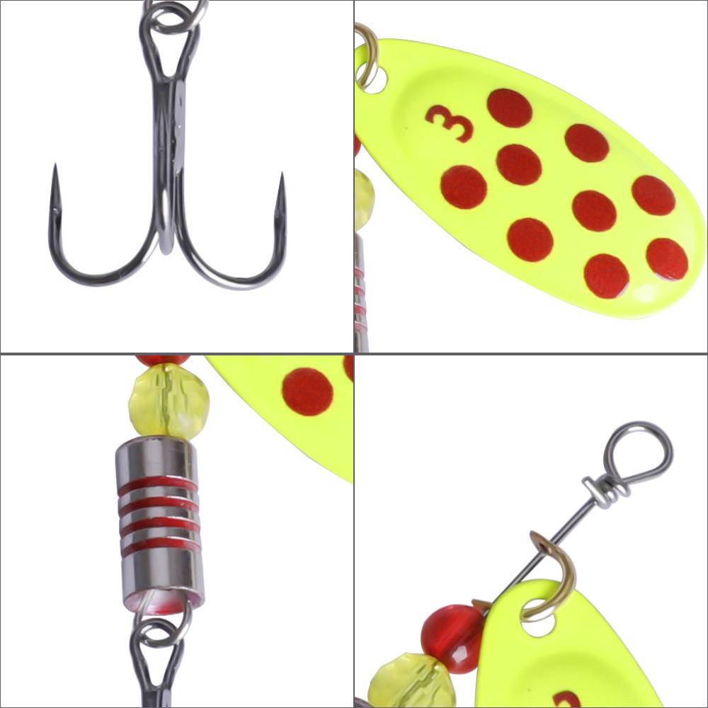 FTK Spinner Bait Hard Lures Spoon Artificial Metal Fishing Lures With Treble Hooks Fishing Tackle For Bass Pike