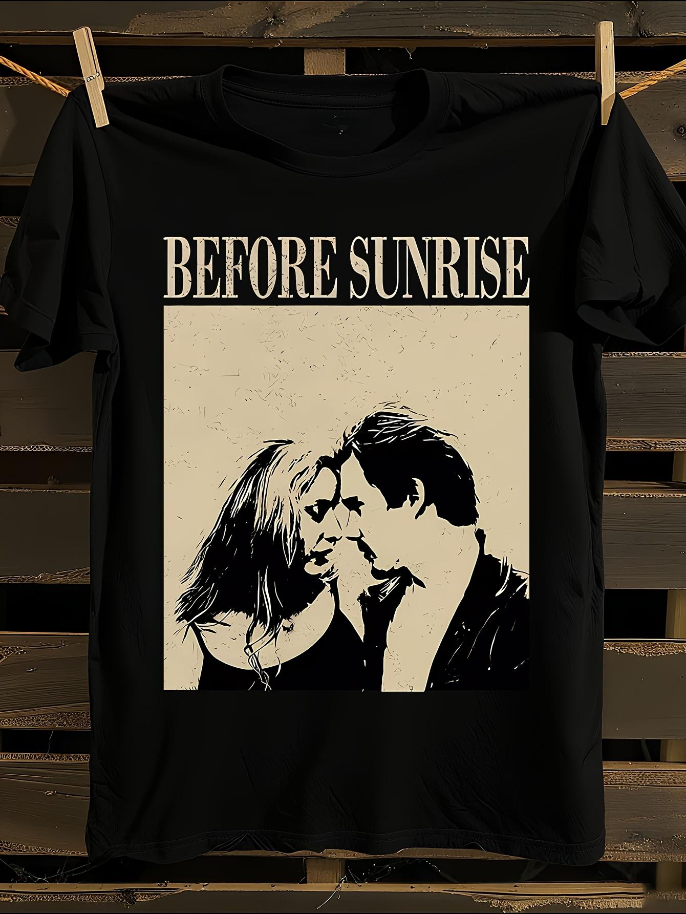 s Before Sunrise Movie T-Shirt Mens Tshirt Womens Tshirts with Letters Print Short Sleeves T-Shirt Casual Street Tee Shirt Top S