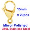 20/30/40 Waterproof 316L Stainless Steel Mirror Polished Lobster Clasps Women 9/10/11/12/13/15/16/19mm Necklace Bracelet Making
