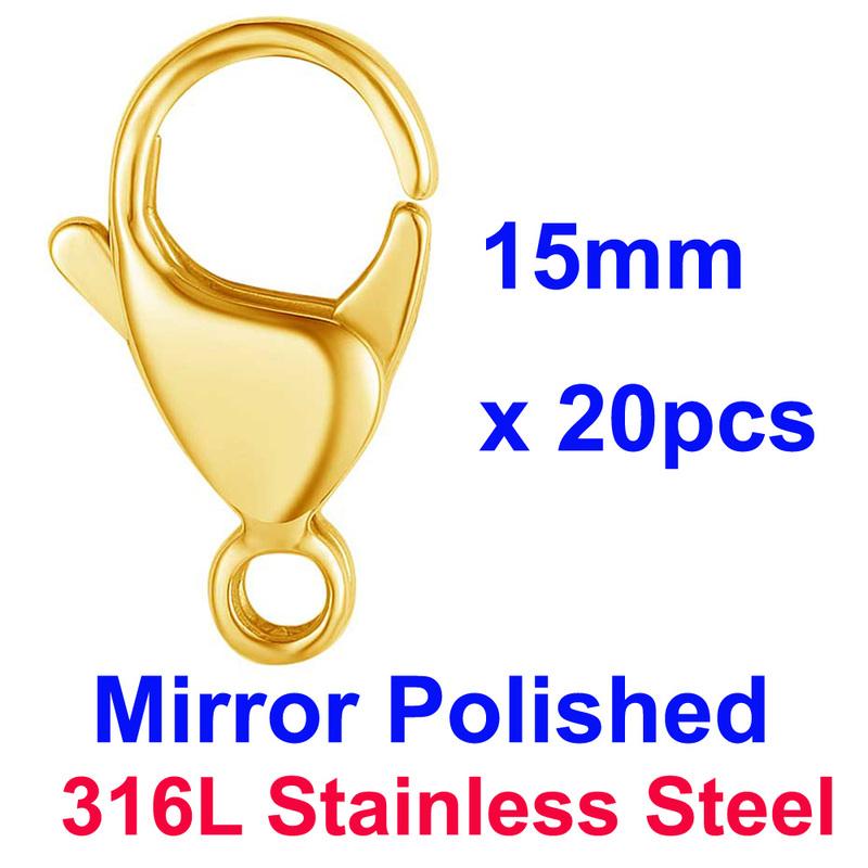 20/30/40 Waterproof 316L Stainless Steel Mirror Polished Lobster Clasps Women 9/10/11/12/13/15/16/19mm Necklace Bracelet Making