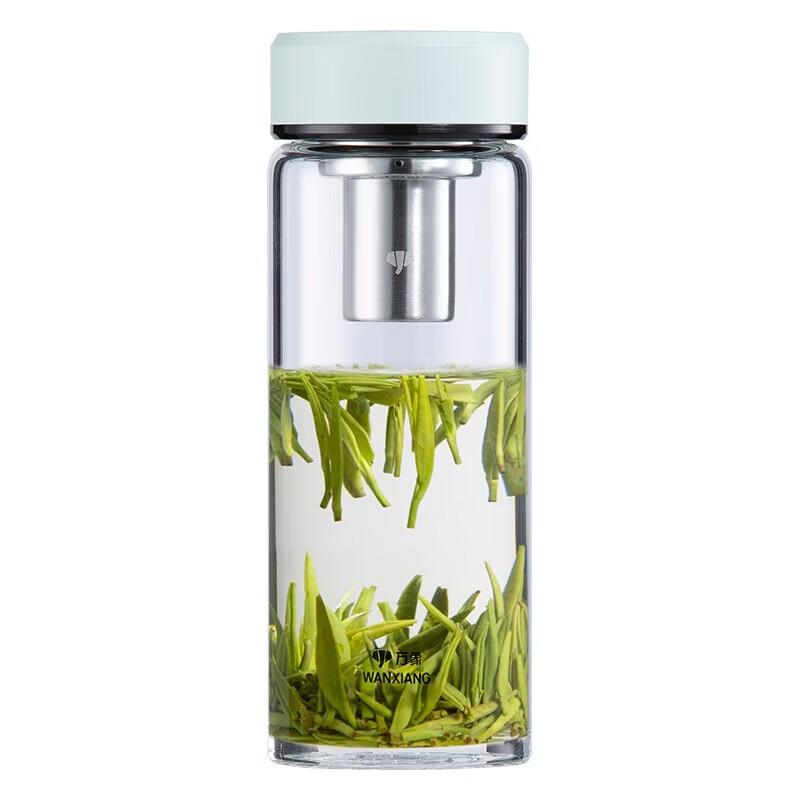 WANXIANG Portable Borosilicate Glass Water Bottle with Tea Infuser