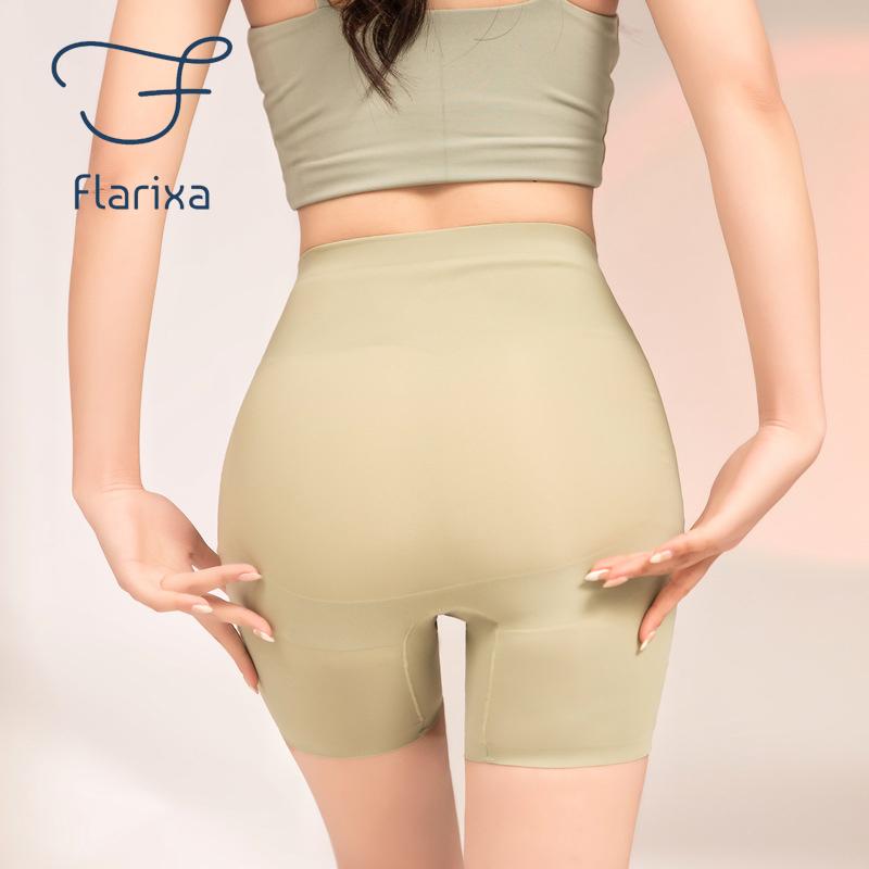 Flarixa 2 i 1 Sikkerhetsshorts under skjørt Sømløse dameshorts Høy midje Magekontroll Truser Is Silke Pustende Bokserbriefs