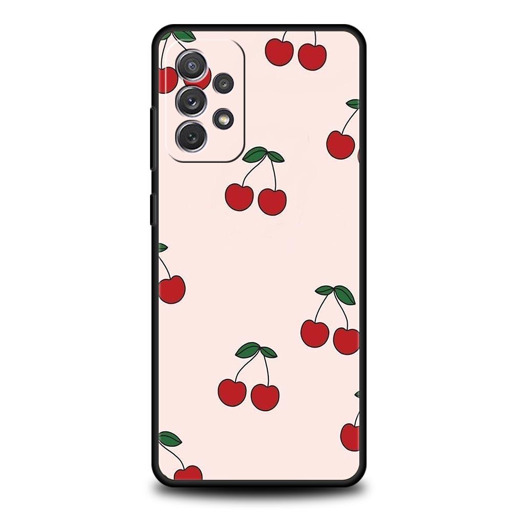Cute Cherry Bow Phone Case for Samsung A51 A71 A21S A12 A11 A15 A25 A31 A41 A23 A33 A53 A73 A03S A05S A13 5G A35 A55 Cover