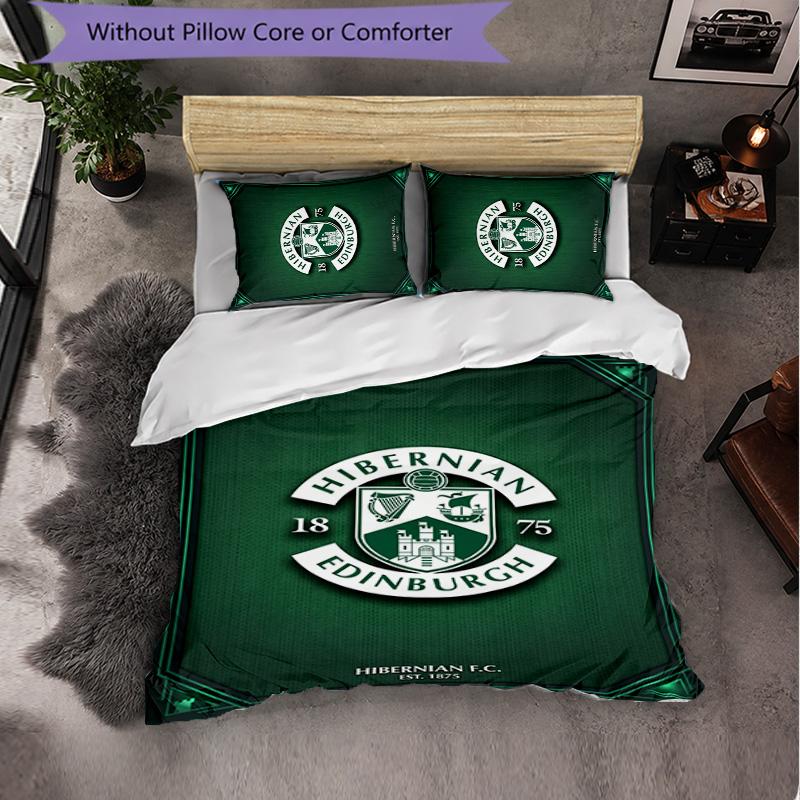Biancheria da Letto a Tema Hibernian FC Set 3 Pezzi Copripiumino Biancheria da Letto Decorativa Per Stanza Adolescenti Decorazione Casa