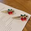 Zinc Zinc Alloy Korean Style Hair Clip Rhinestone  Barrettes Cherry Duckbill Clip Women Hair Accessories