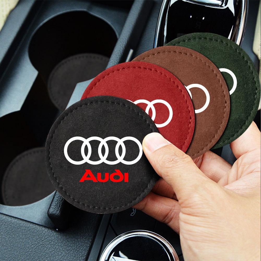 AQ1 2Pcs Non-slip Car Water Cup Pad Fur Drink Coaster Holder For Z1 A1 A2 A3 A4 A5 A6 A7 A8 Q1 Q2 Q3 Q4 Q5 Q6 Q7 Q8 TT RS3 RS7
