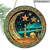 2D Flat Humorous Round Aluminum Decorative Plaque Room Decoration- 1pc Farmhouse Style Islamic Wall Art- Round Hanging Sign Home, Garden, Porch, And