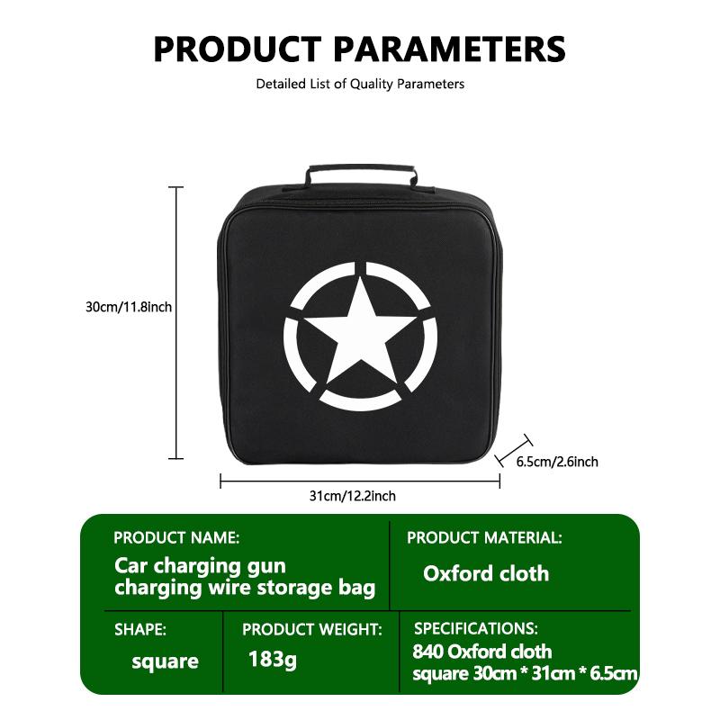 For Jeep Car Logo Cable Case Charging Gun Storage Bag Waterproof Cable Organizer JK JL JKU TJ YJ CJ Wrangler Rubicon Grand