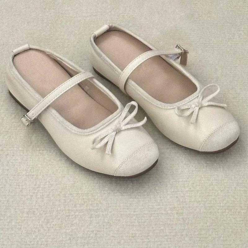 

Grape mother sweet inner height increase bow word shallow mouth ballet half drag single shoes women 2025 summer new 40