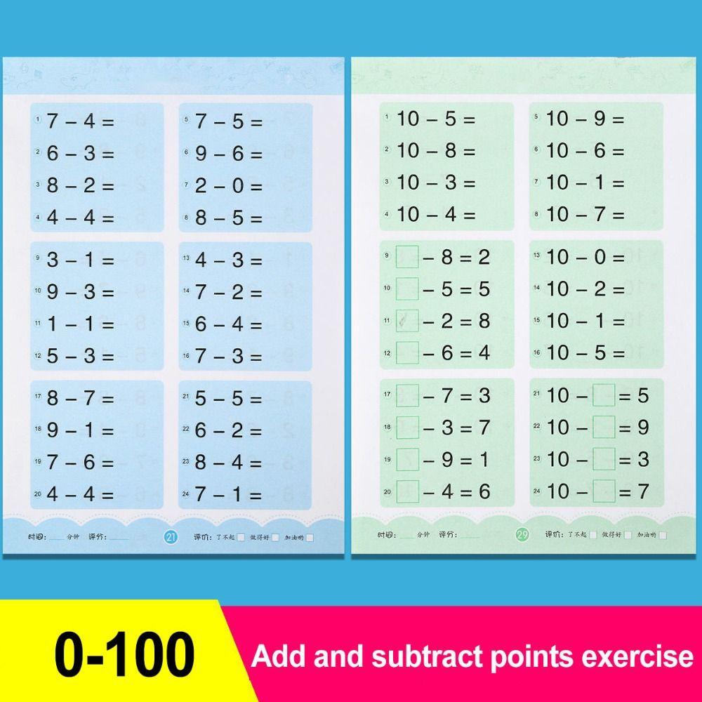 Within 10/20/50/100 Learning Math Training Books Addition Subtraction Mathematics Workbook Arithmetic Exercise Books