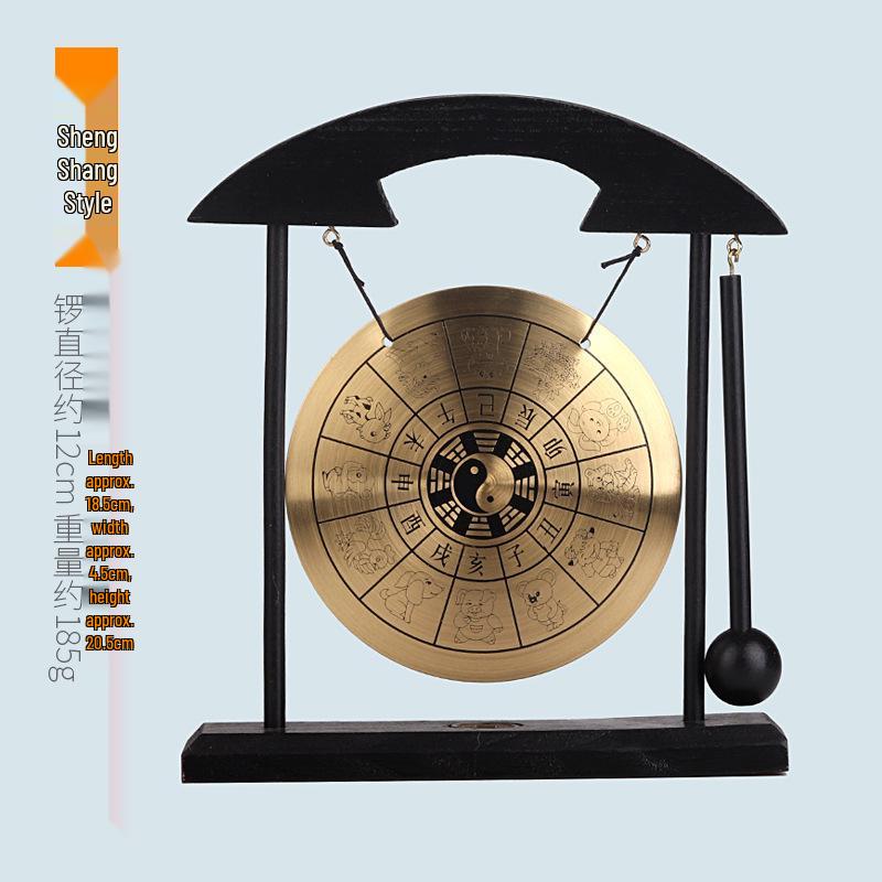 Copper Double Dragon Wind Chime with Zodiac Gong - Antique Musical Ornament for Home Decor