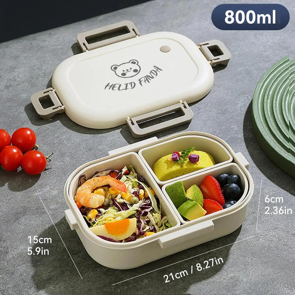 Stackable Bento Box Portable Cute Cartoon Children Lunch Box Double Layer Food Storage Container Eyeglass Bear Thermal Bento Box