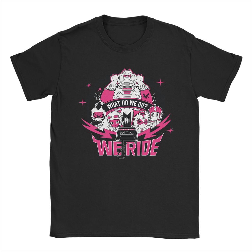 Teen Titans Go We Ride Retro Moto Graphic T Shirt Men's Cotton Clothes Casual Round Neck Short Sleeve