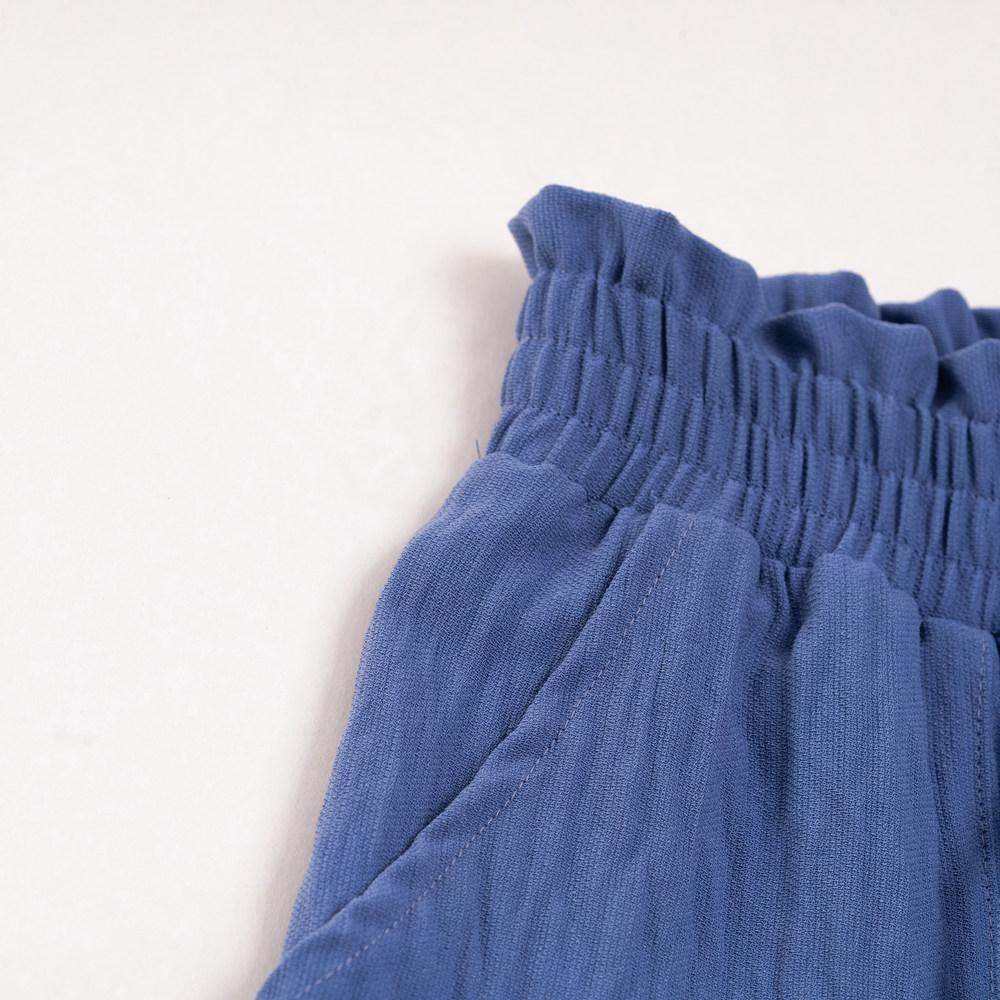 Damen Sommer-Leggings mit hoher Taille und Kordelzug, einfarbig, plissiert