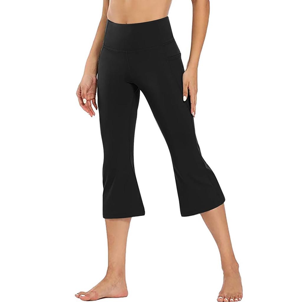Women's Fashionable Yoga Pants With Pockets: Casual Flared Cropped Pants