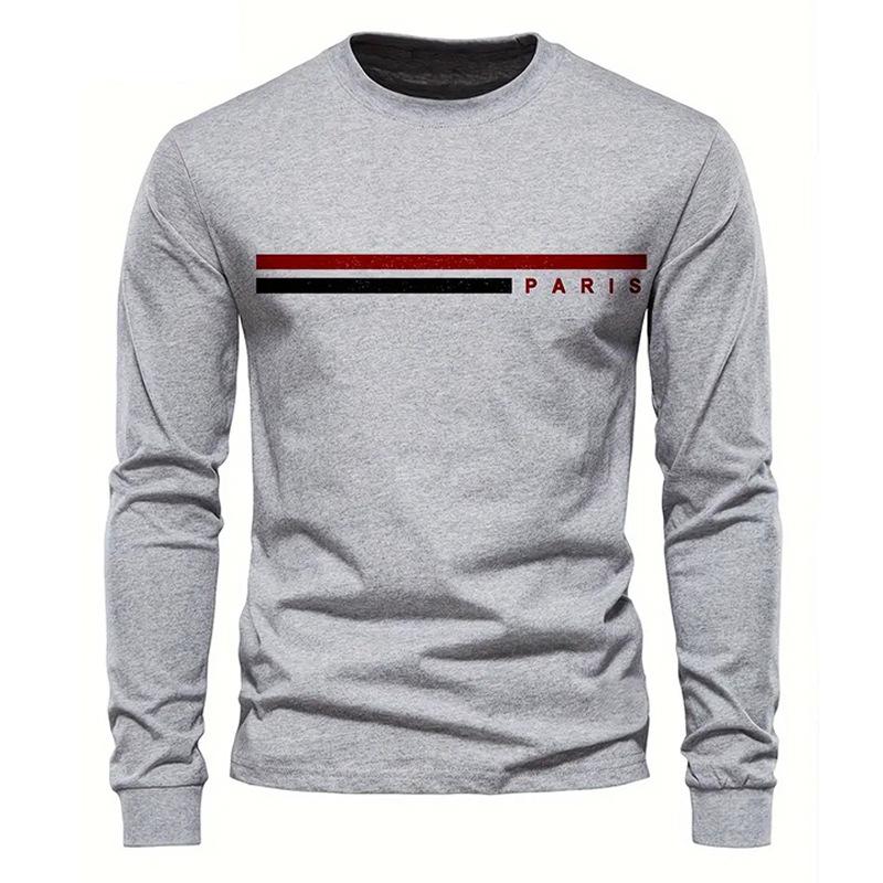 Spring Men's,Men's Letter Printing,Men's Long Sleeve,Trendy Round Neck New Casual T-Shirt