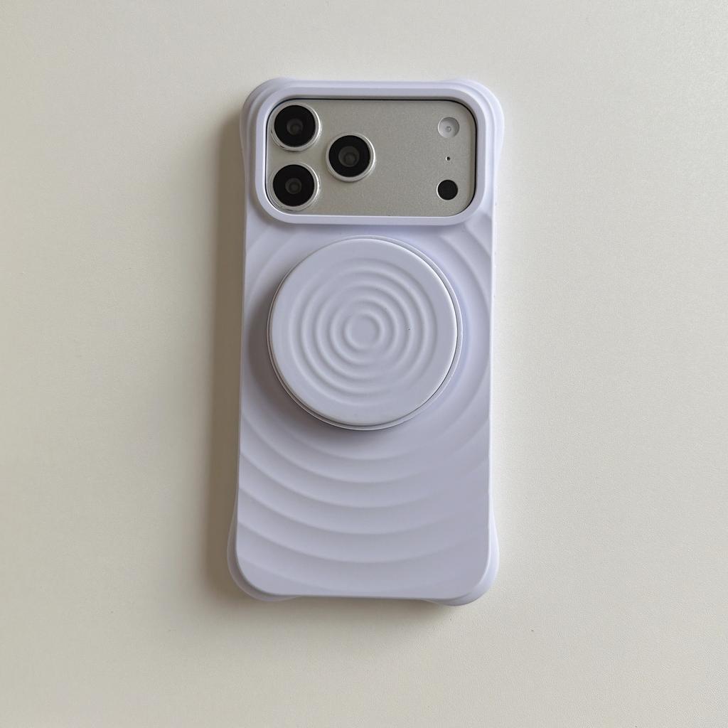 Water Ripples Solid Color Liquid Silicone Case for iPhone Air 13 14 15 16 17 Pro Max Folding Bracket Kickstand Shockproof Cover