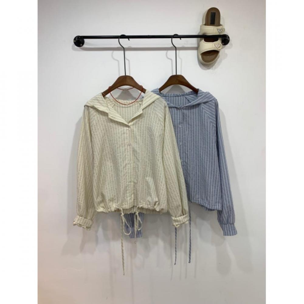 C S In The Room Loha Stripe Strap Raglan Hood Long Sleeve Shirt 2Color