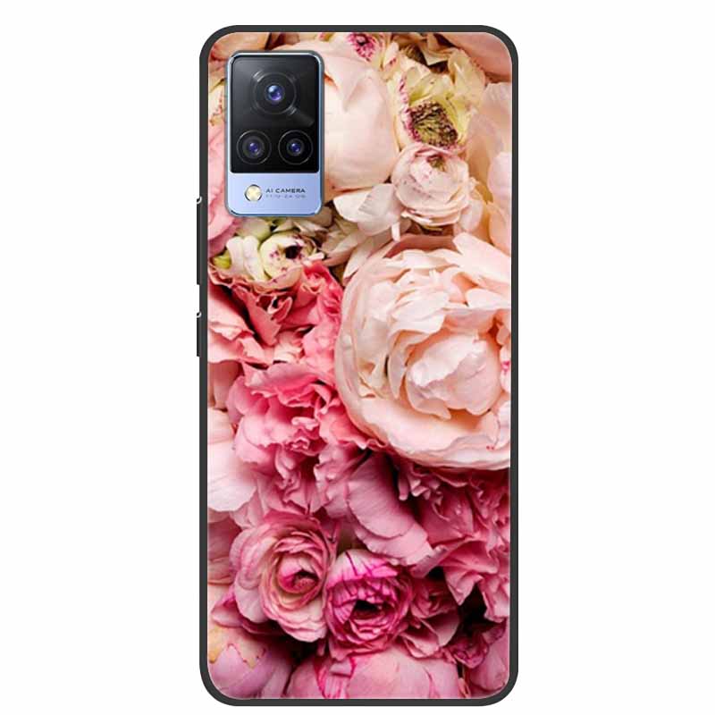 For Vivo S9 V21 V21e Case Black Silicone Back Cover Case For Vivo V21 S9 V21e Phone Cases Cover V 21 e S 9 Funda Coque Cartoon