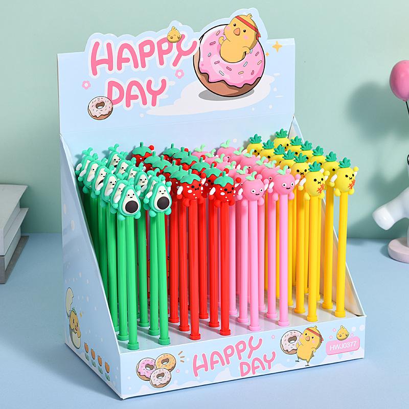 

48Pcs Cute Fruit Shape Gel Pen School Office Supplies Kawaii Prize Gift Writing Tools Holiday Gift Novelty Stationery Teacher Party Favors Back To Sch Random style