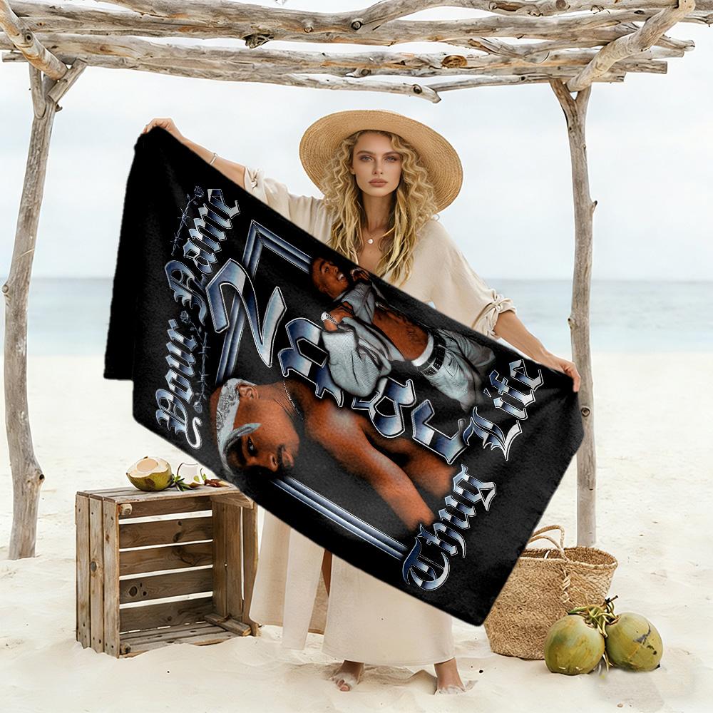 2pac Personalized Name Beach Towel Quick-Dry Soft Microfiber Portable for SwimmingBeachCamping Travel Beach AccessoriesGym