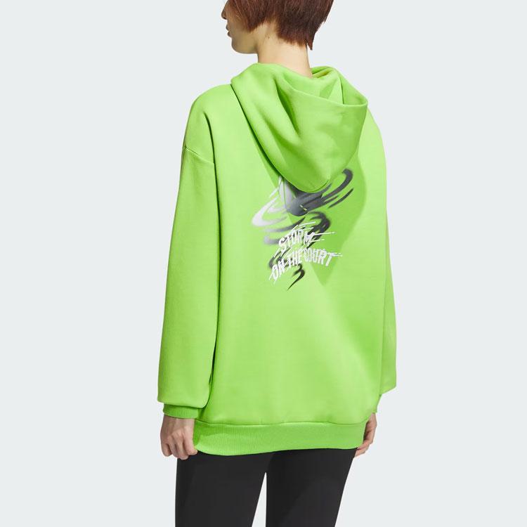 Adidas Basketbalová grafická mikina s kapucí Unisex mikiny Neonově zelená JE3505