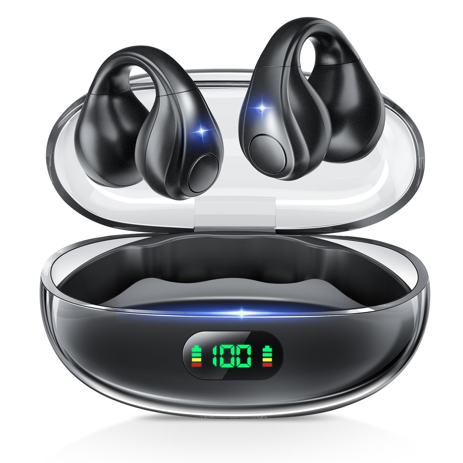 

Bluetooth Wireless Earbuds New Development Bone Conduction Innovation Ear Cuff Ear Cuff Bluetooth 60 Hours Call Noise Sound Automatic Sound Leakage чёрный