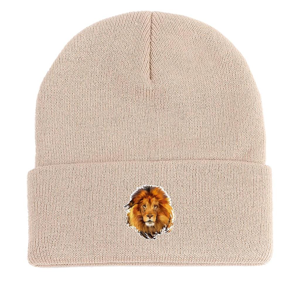 Mütze Damen Strickmützen Löwendruck Mützen Herren Damen Mütze Kopfbedeckung Skullies Beanies Einfarbige Leichte Winddichte