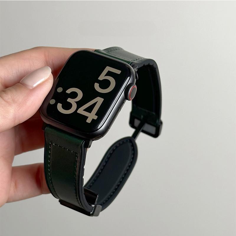 Leather+Silicone Strap For Apple Watch Band Ultra 49mm 44mm 45mm 41mm 46mm 40mm 42mm Magnetic Bracelet iwatch Series 2028
