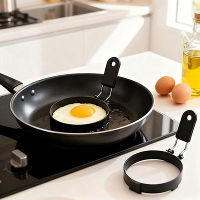 Moule à Crêpes en Acier Inoxydable Antiadhésif Rond Anneau Anti-brûlure pour Œufs au Plat Œufs Moules pour Cuisson Petit-déjeuner Outil à Sandwich