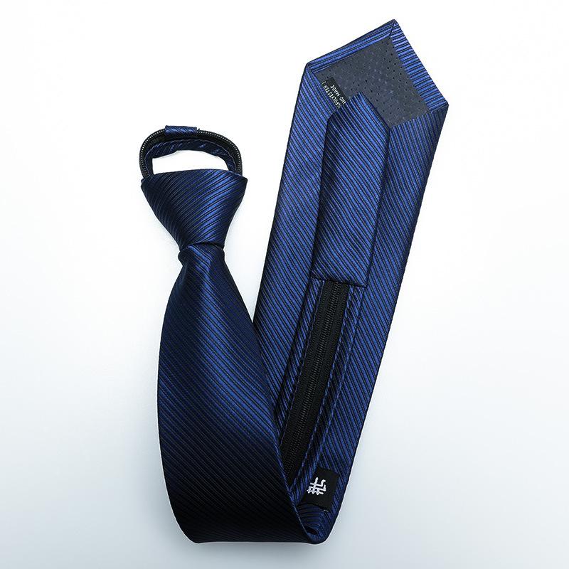 Belt Handsome Men'S Formal Wedding Groom Dark Blue Pattern Hand Zipper Free Pull 8Cm Sea Breeze Blue Tie