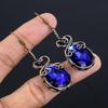 London Blue Topaz 999 Copper Wire Wrapped Earrings, Handmade Gemstone Earrings Jewelry, Gifts For Wife Brand New Earrings