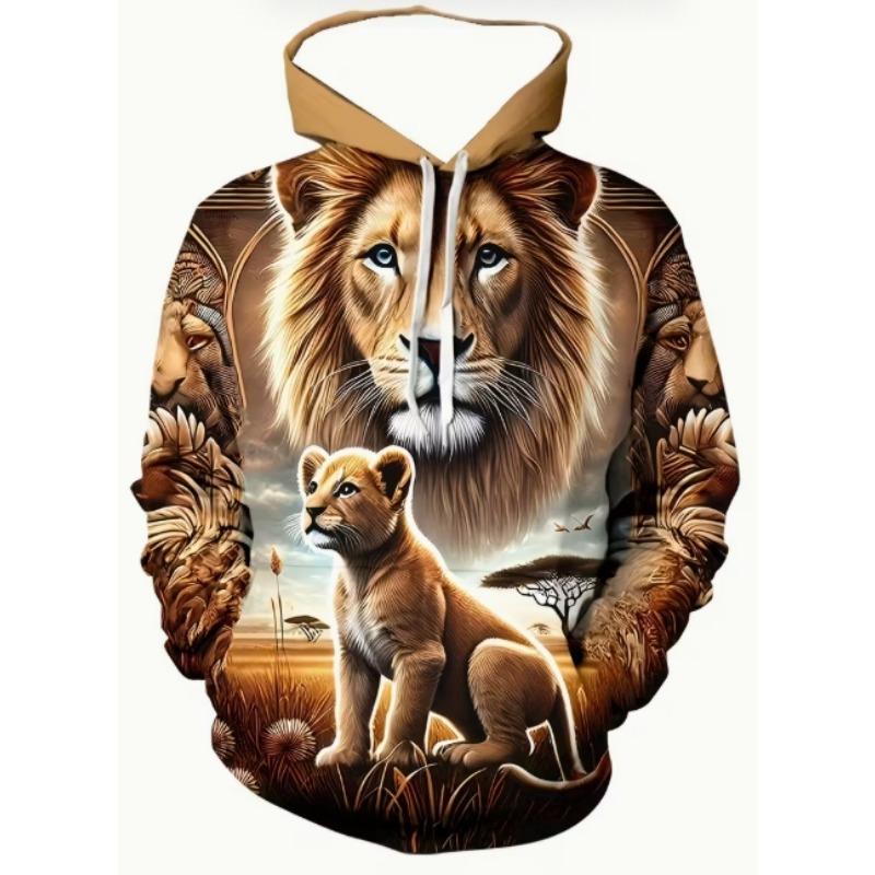 Men's 3D Dragon Phoenix Yin Yang Celestial Printed Hoodie - Long Sleeve Casual Hoodie with Drawstring Pocket