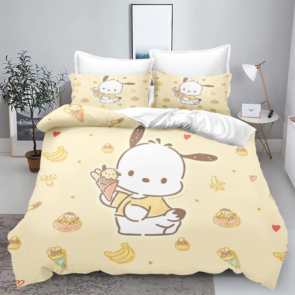 Cute Pochacco Dog Bedding Sets Comforter Cover Bed Cover Duvet Cover Pillow Case 2-3 Pieces Sets Kids Adult Bedroom Decor