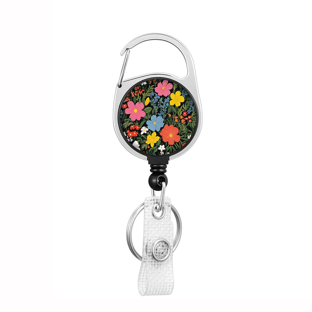Plant Flowers Clip Lanyards ID Badge Holder Porta Credencial Lanyards Keychain Badge Reel Nurse Retractable Wholesale