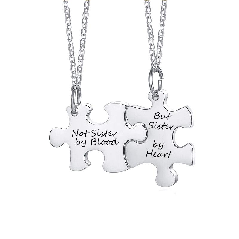 Colier puzzle gravat personalizat Set 2/3/4/5 piese Coliere Familie Cuplu Prietenie BFF Bijuterii personalizate