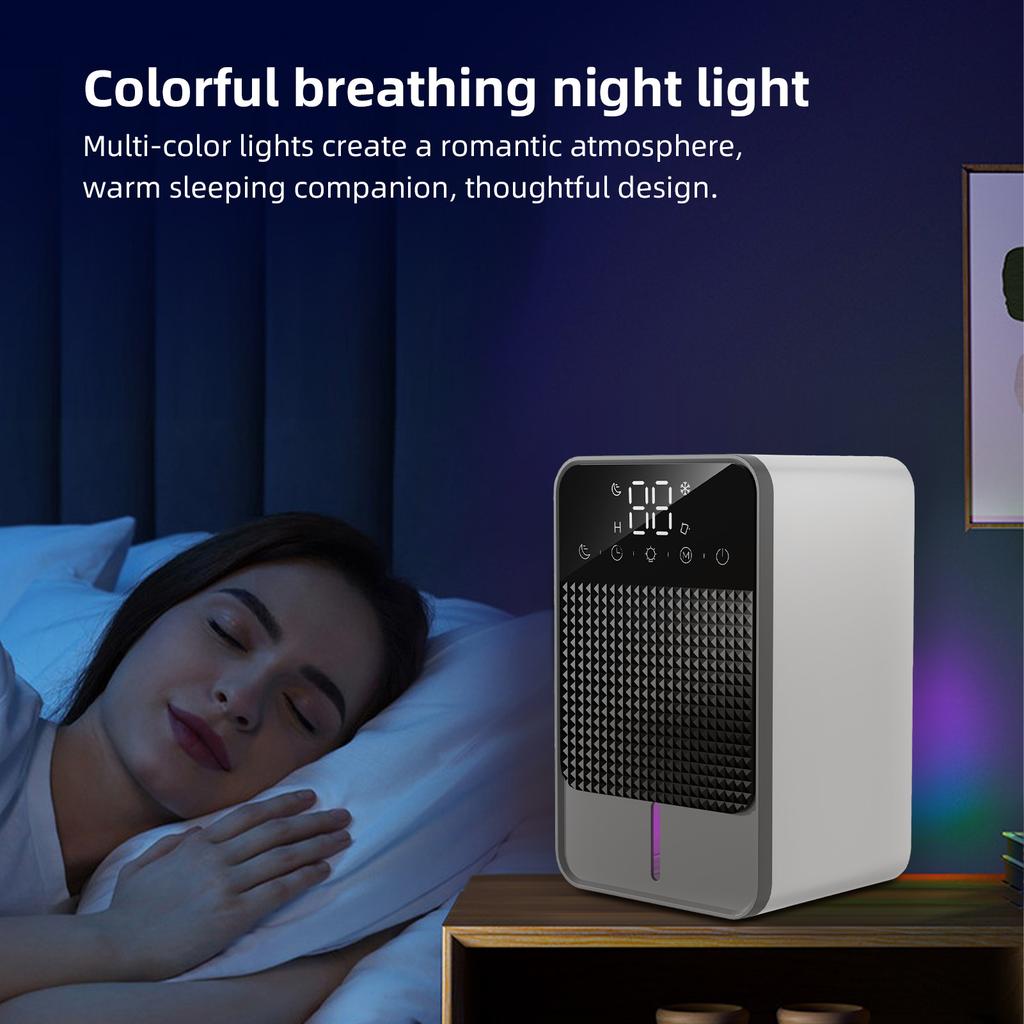 Deshumidificador Pequeño con Pantalla Táctil Digital Función de Descongelación Automática 2 Velocidades de Deshumidificación 6 Ajustes de Temporización Recordatorio de Tanque Lleno