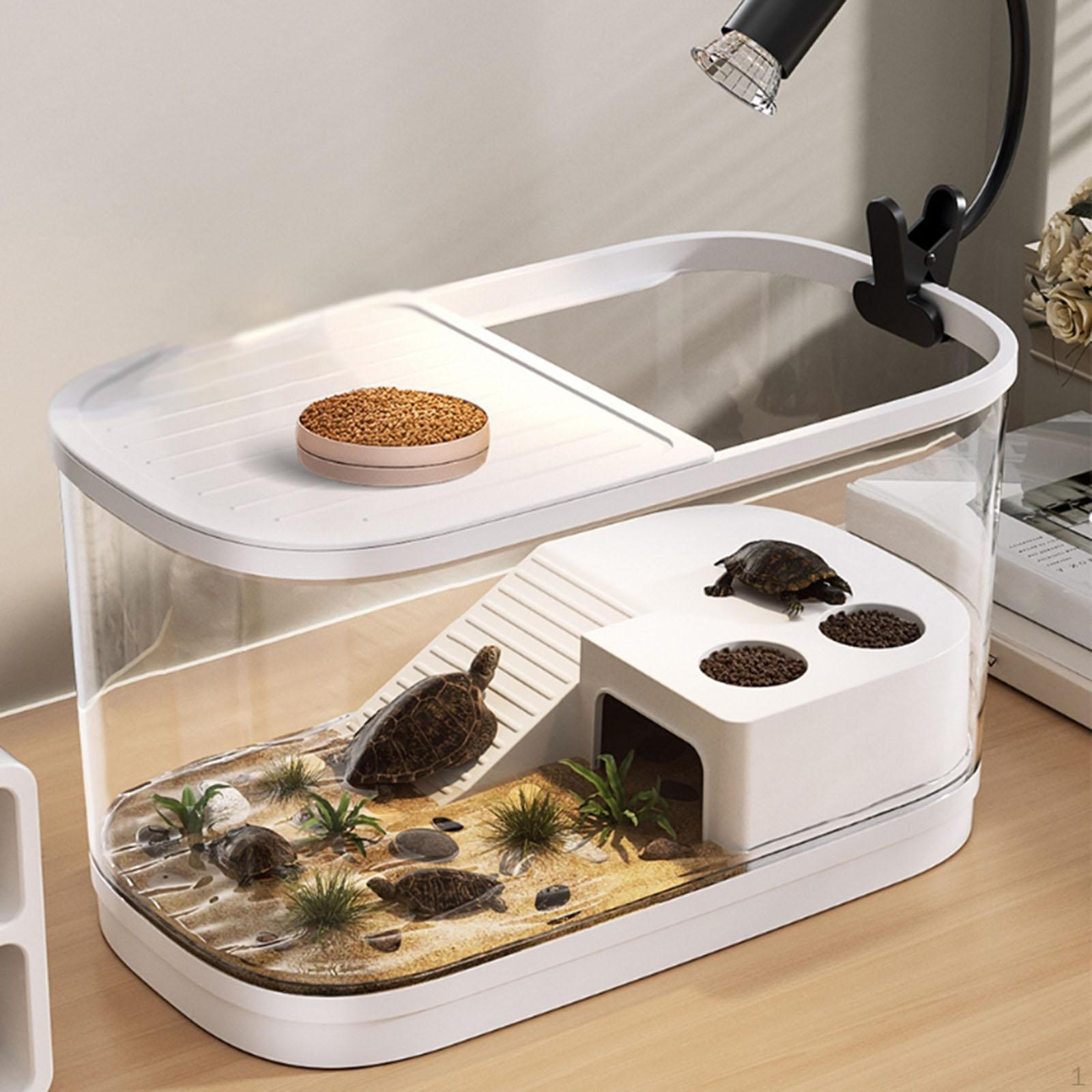 

Аквариум для черепах, террариум, среда обитания для рептилий, коробка, рампа для баскинга, прочный, для лазания, аксессуары для кормления с L