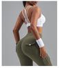 Juyitang European Size Shockproof Sports Bra with Thin Straps and Fixed Cups for Yoga
