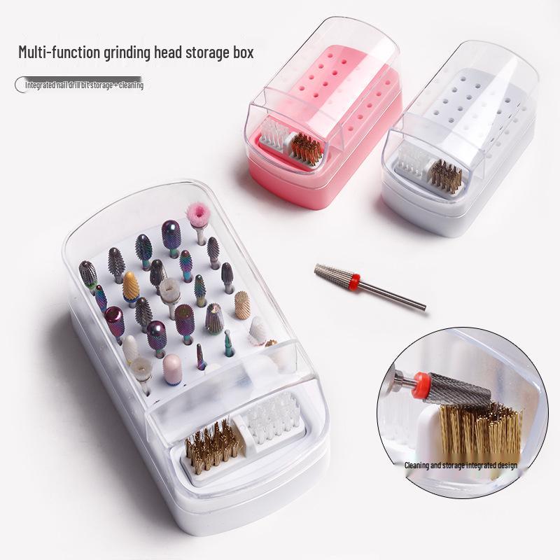 Cross-Border Manicure 30-Hole Grinding Head Storage & Cleaning Box