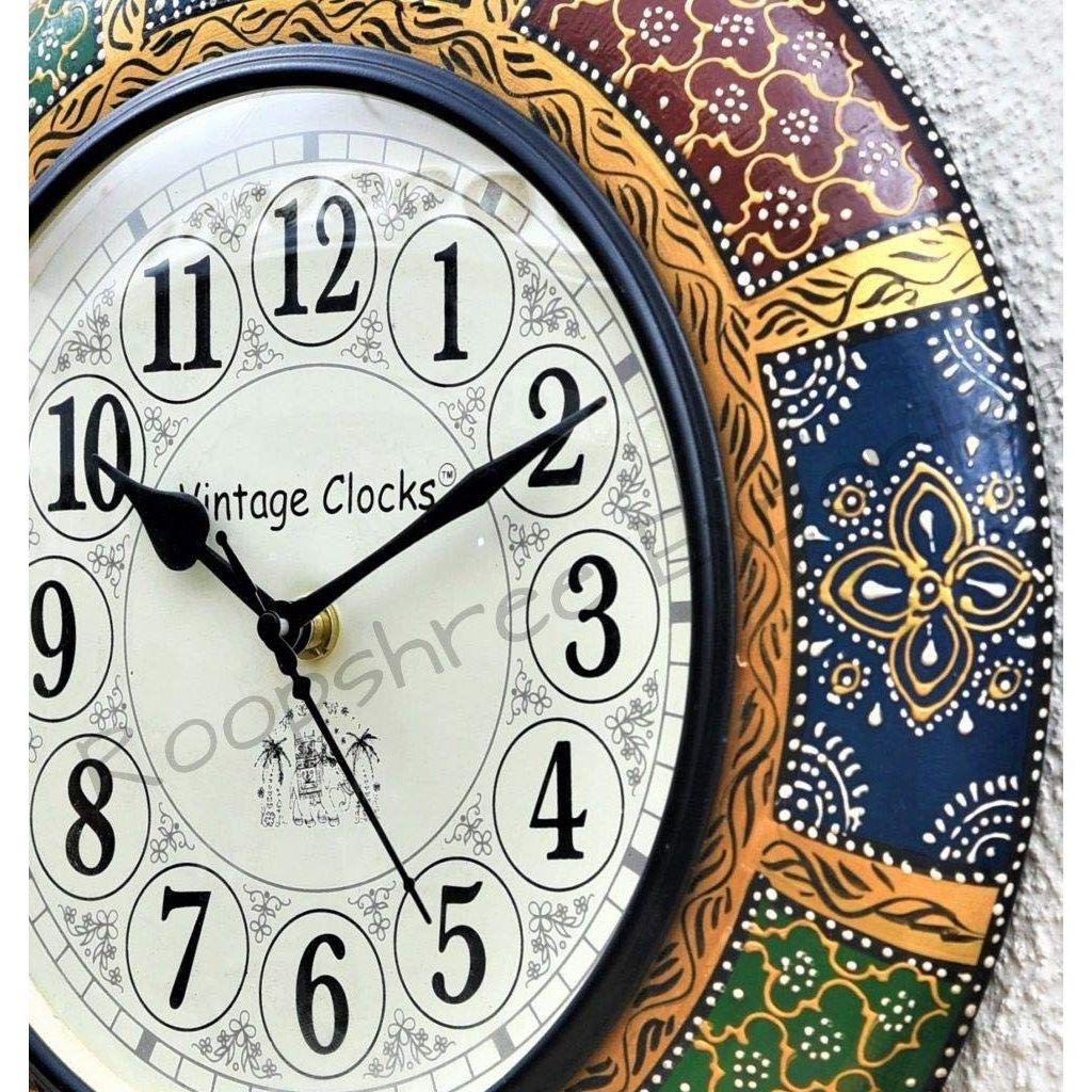 Hand-Painted Wooden Wall Clock / 12 Inch (30 CM's)