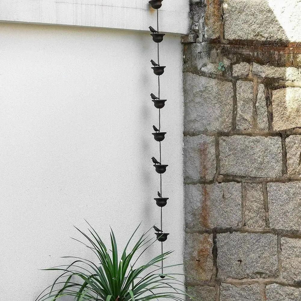 Iron Bird Rain Chain 2.4M Outdoor Decor Mobile Attached Hanger Wind Chimes Bells Drain Chains For Home Garden Decoraction Access