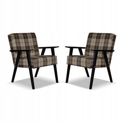 Armchair PRL Set Retro Vintage SOLER Family Furniture Plaid Brown