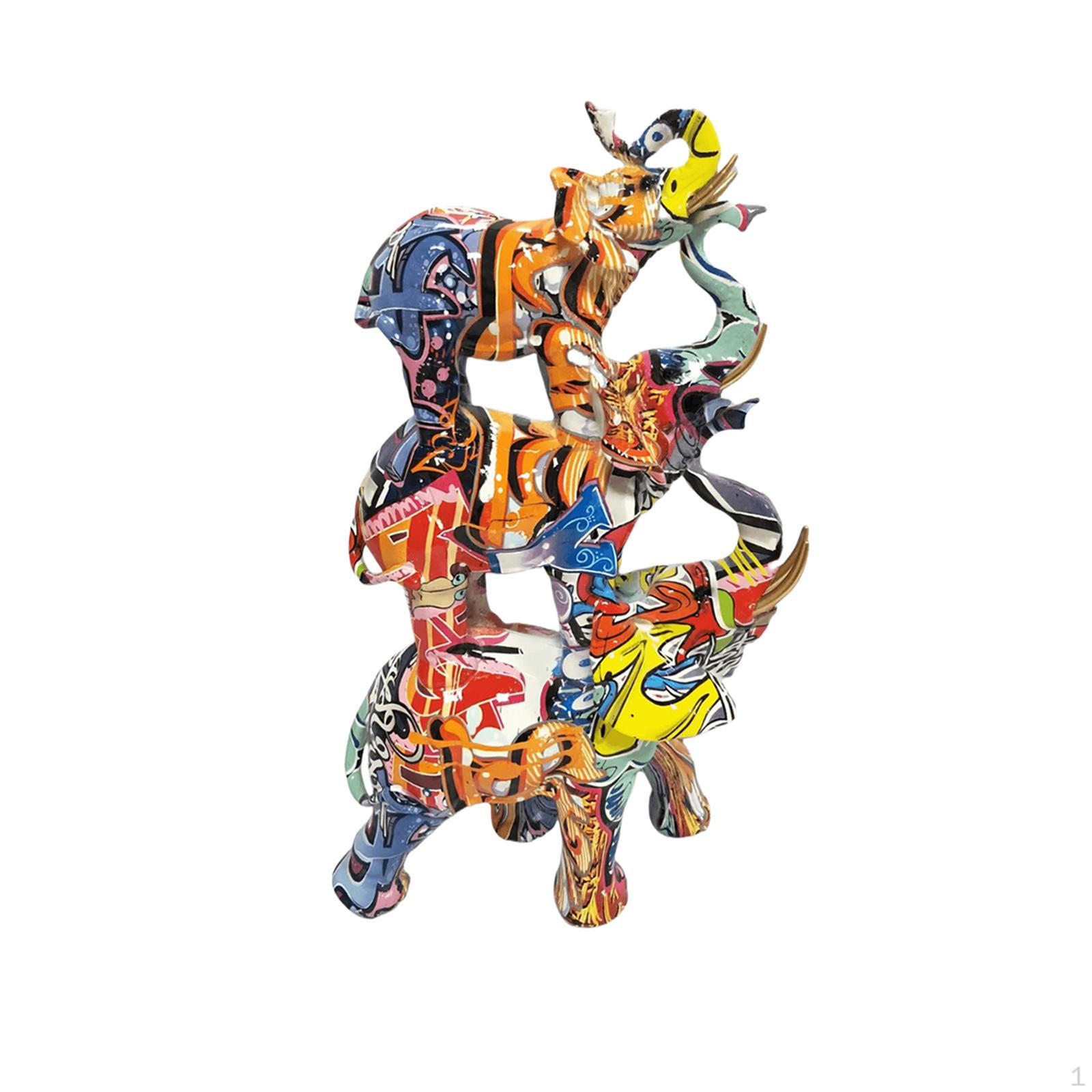 

Elephant Statue Desktop Ornament Creative Modern Decorative Figurine Animal Sculpture for Colorful