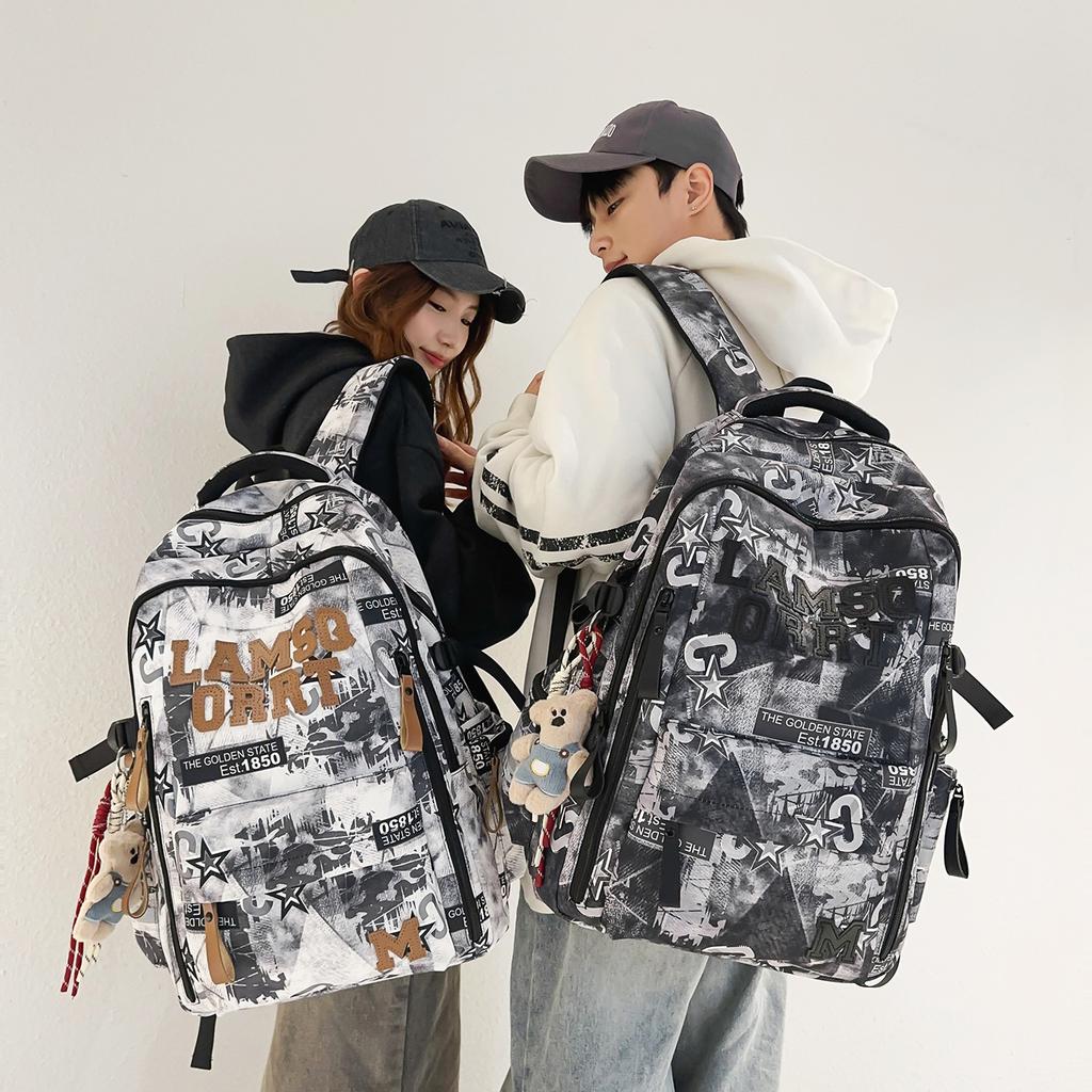 Schoolbag high school schoolbag boys high value large capacity junior high school new graffiti college student backpack to reduce the burden