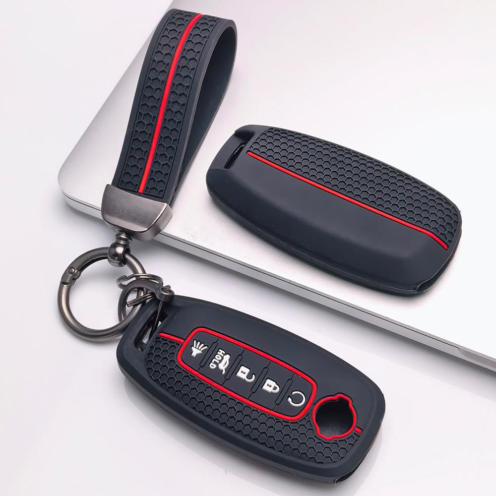 Copri Telecomando Chiave per Modelli Nissan Altima Rogue Pathfinder con Portachiavi Superficie Antigraffio Struttura Ammortizzante Texture Morbida al Tatto Design Facile da Installare