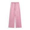Pink Acetate Casual High Waist Mop Trousers Satin